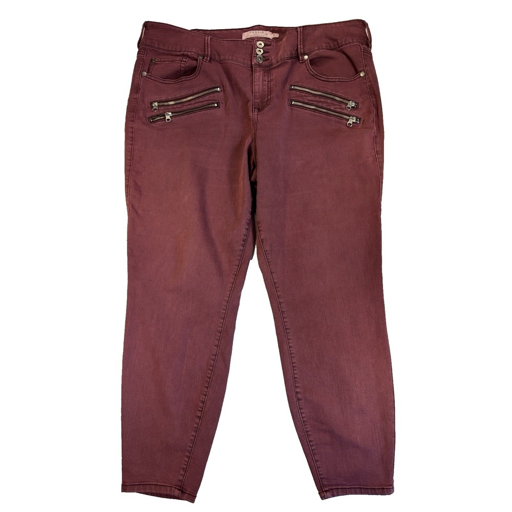 Torrid Women's 24R Burgundy Skinny Jeans Comfort Stretch Rocker Baddie Indie